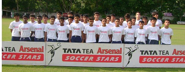 Some of the selected players for the Tata Tea Arsenal Soccer Stars camp.